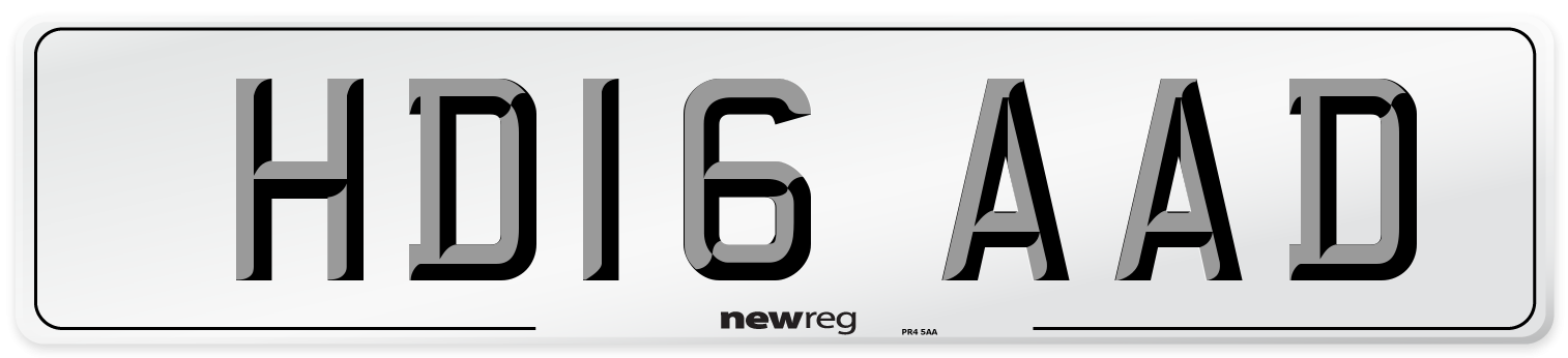 HD16 AAD Number Plate from New Reg